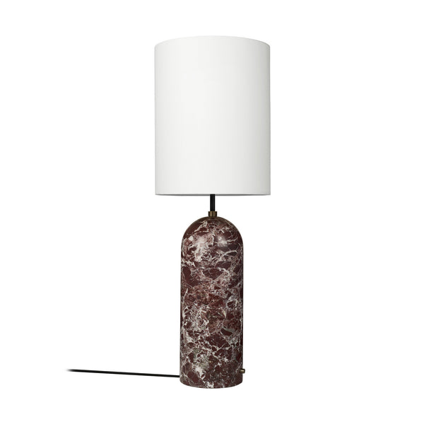 Lampadaire Gravity XL High en tissu, rouge foncé marbré et blanc, 3 lumières, hauteur 135 cm