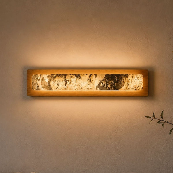 Applique murale LED Chile L en bois, chêne, hauteur 5 cm