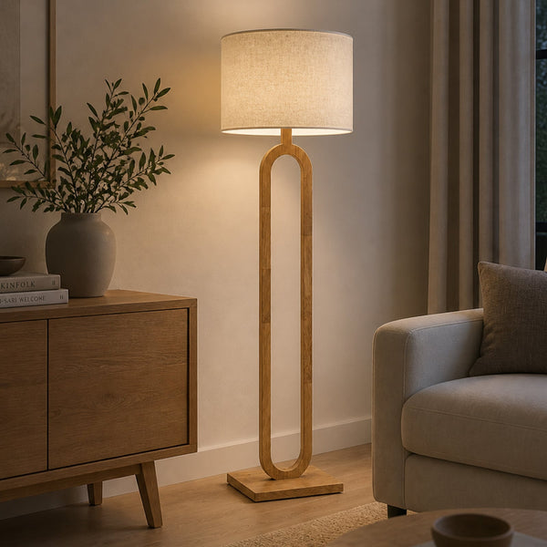 Lampadaire Patagonia en bois, beige, hauteur 160 cm
