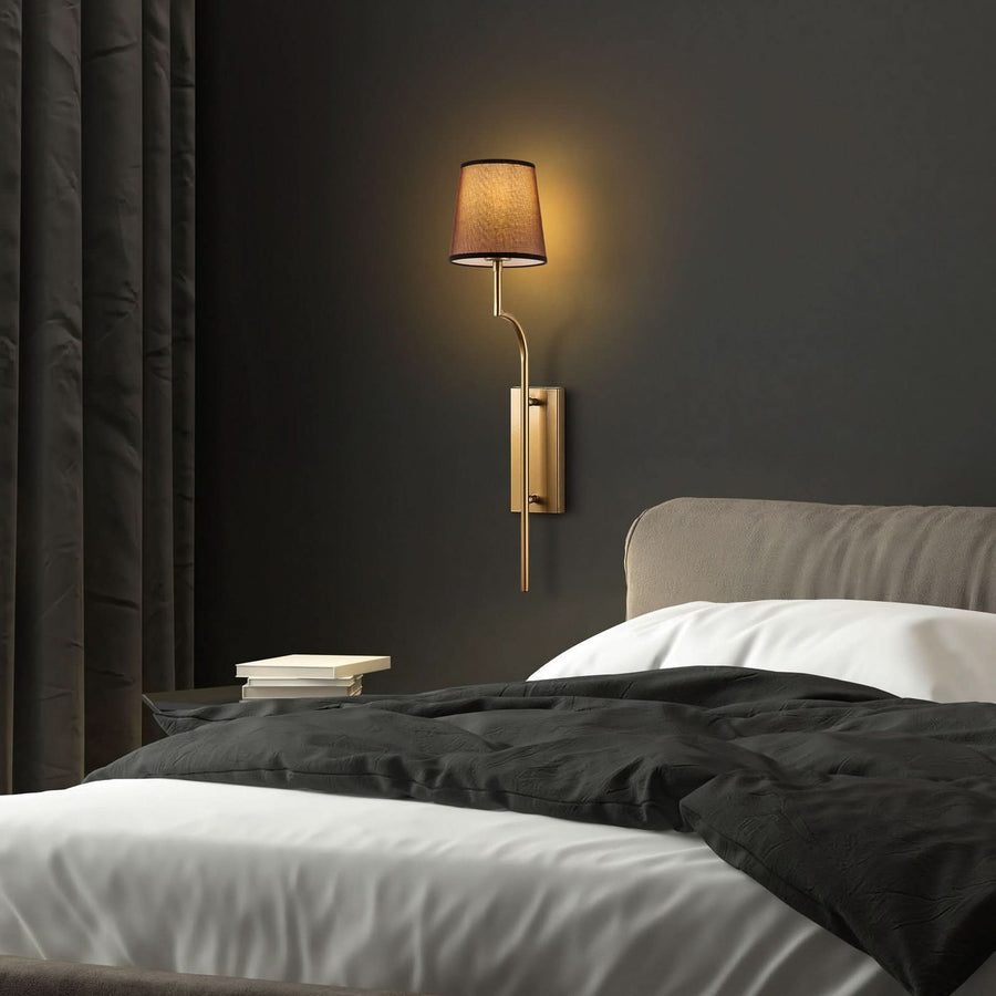 Applique murale Lumora en tissu, marron et doré, hauteur 72 cm