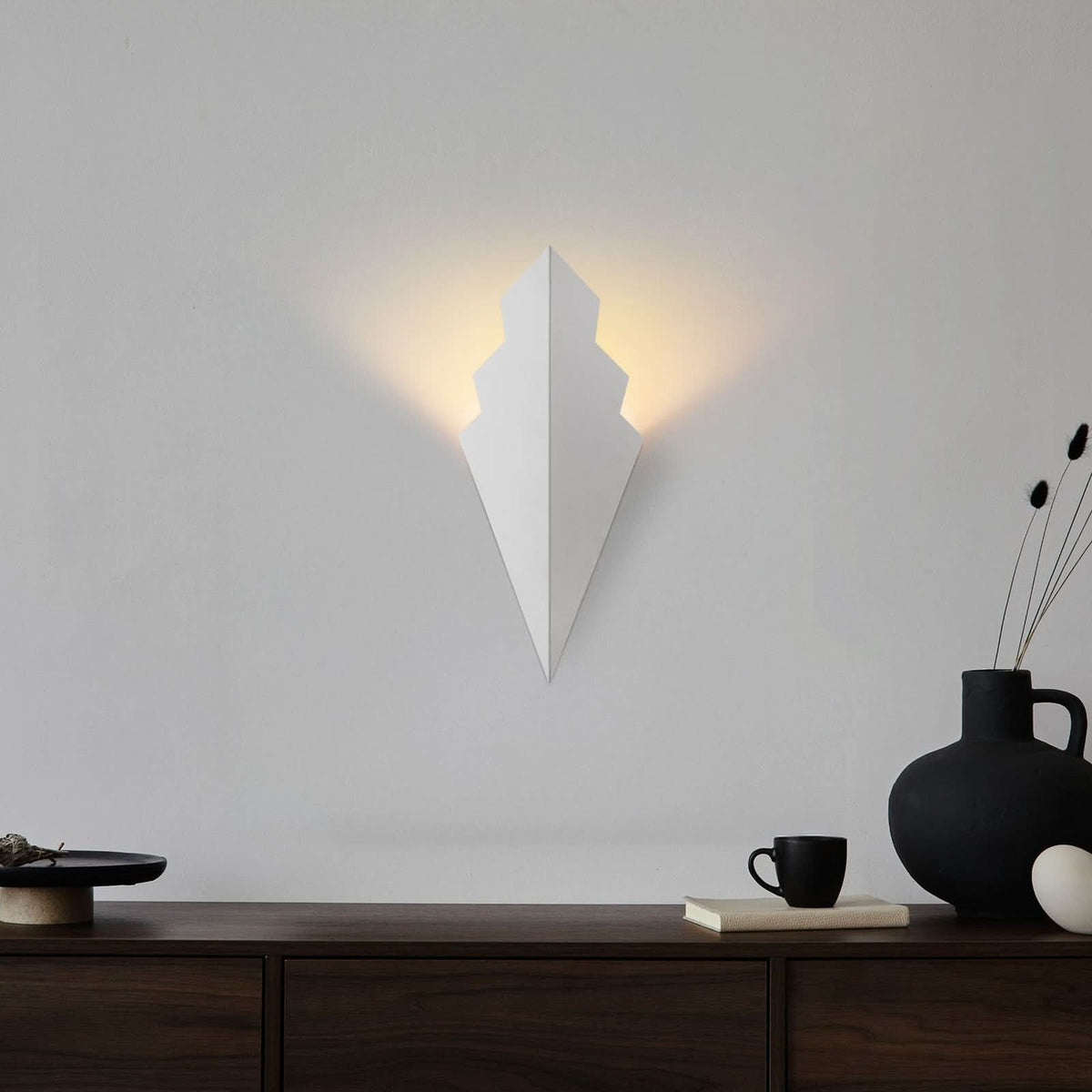 Applique murale Arrow en métal, blanc, hauteur 40 cm