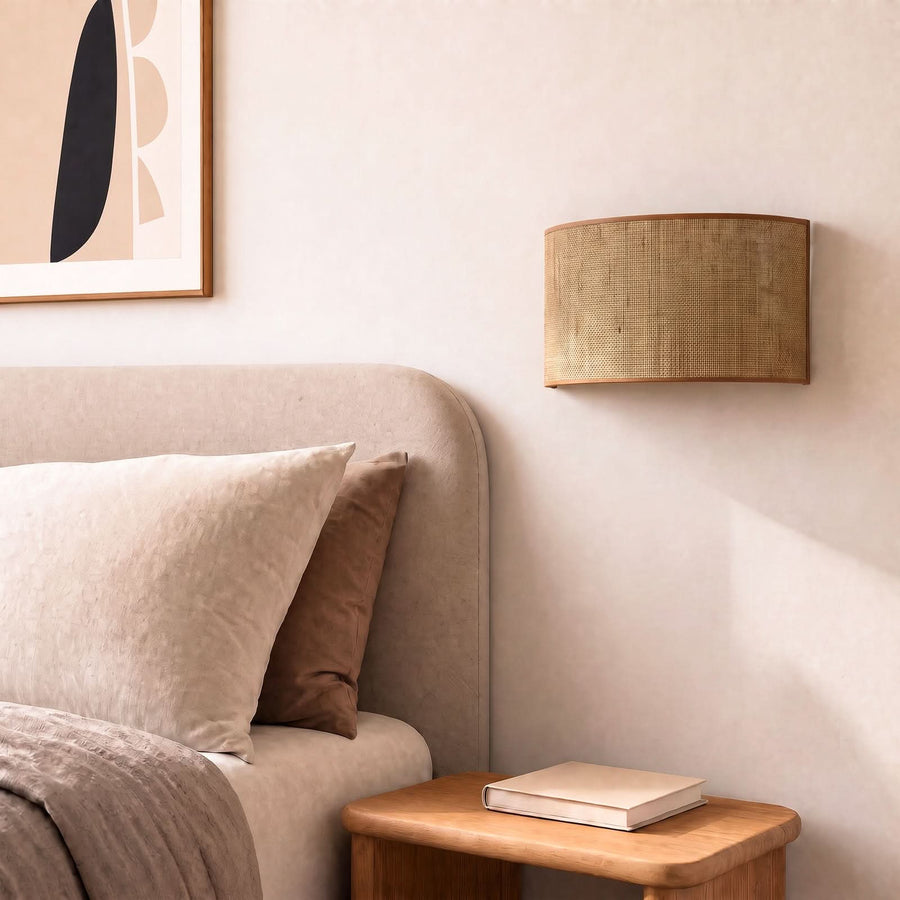 Applique murale Nature en tissu, marron, 2 lumières, hauteur 16 cm