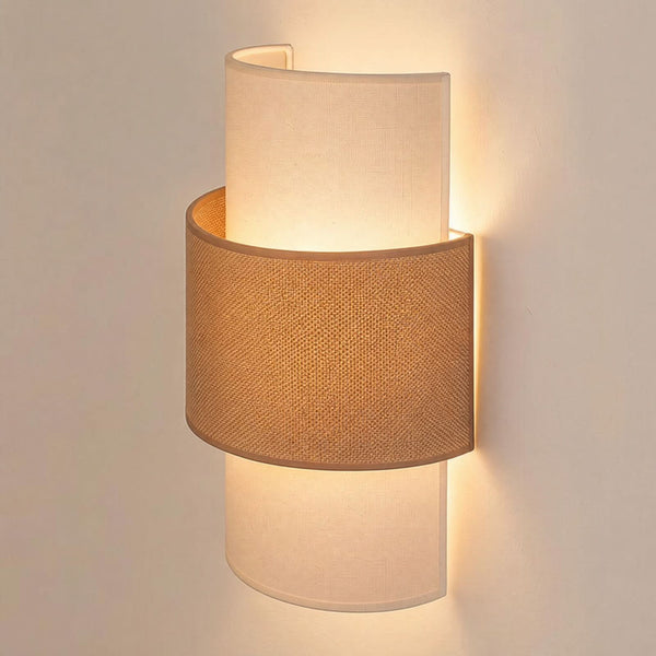 Applique murale Nature en tissu, marron et crème, 2 lumières, hauteur 40,5 cm