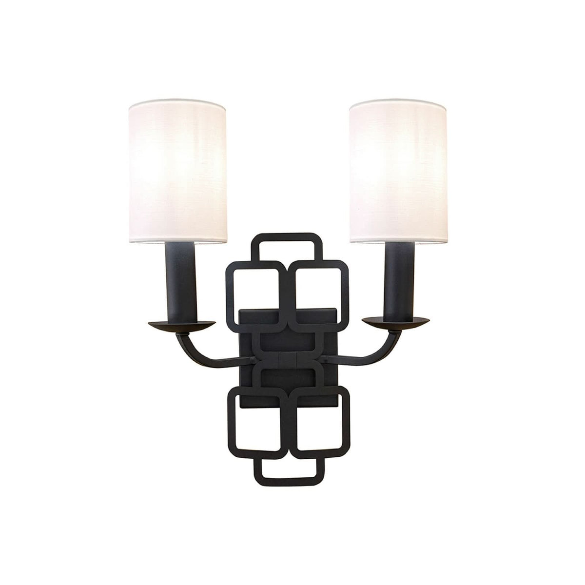 Applique murale Sabina en tissu, noir, 2 lumières, hauteur 42,4 cm