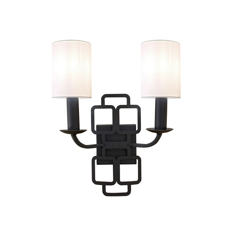 Applique murale Sabina en tissu, noir, 2 lumières, hauteur 42,4 cm