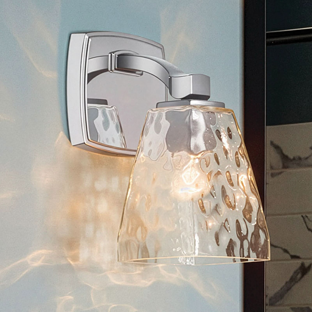 Applique murale Marant en verre, chromé poli et transparent, Ø 12,7 cm, IP44