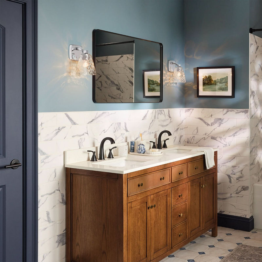 Applique murale Marant en verre, chromé poli et transparent, Ø 12,7 cm, IP44