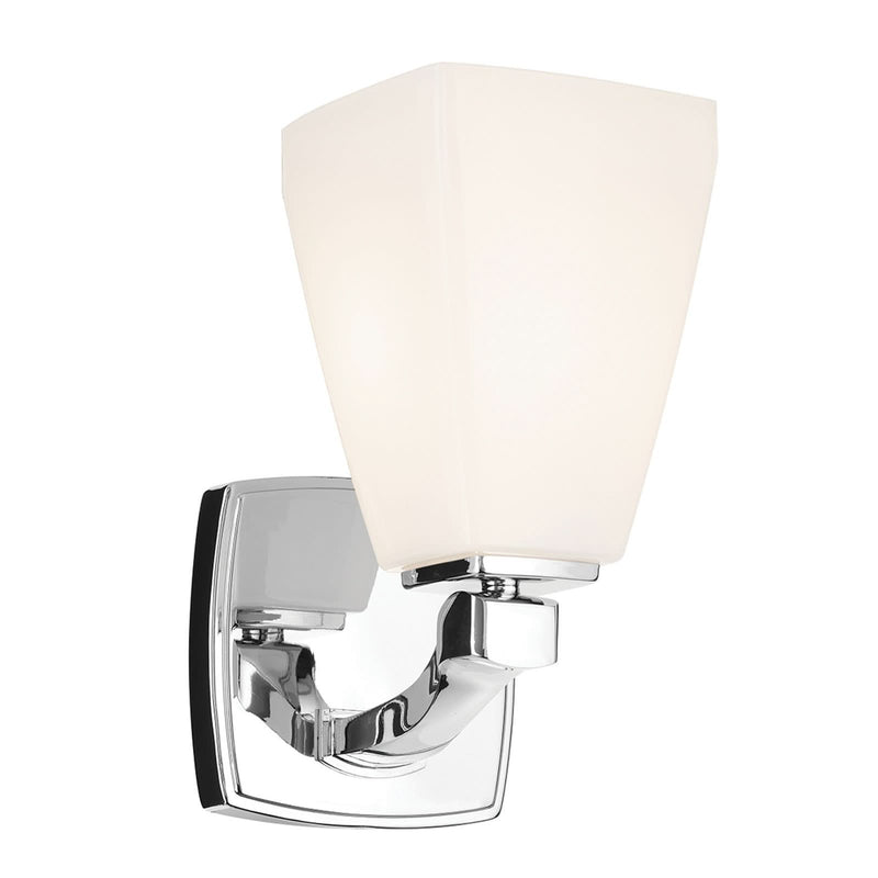 Applique murale Marant en verre, chromé poli et blanc, Ø 12,7 cm, IP44
