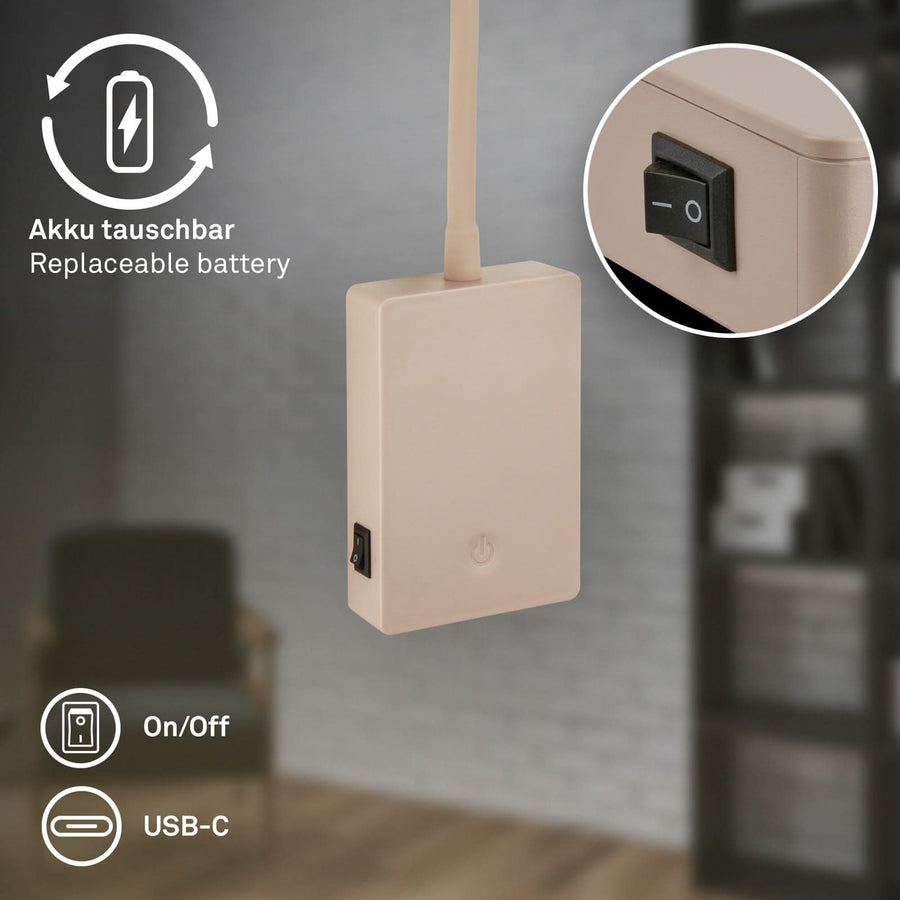 Applique murale LED rechargeable Brilo, beige, hauteur 51 cm