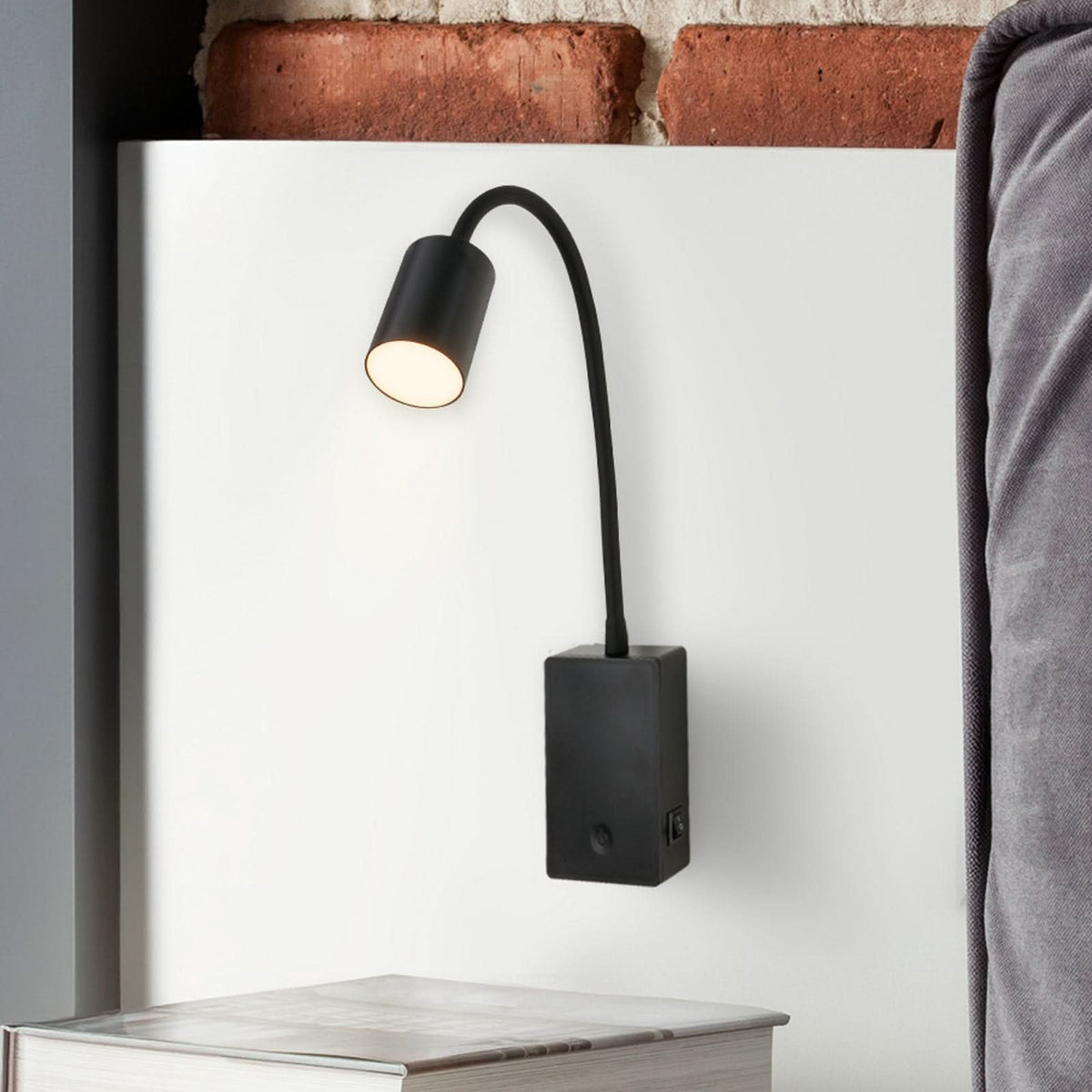 Applique murale LED rechargeable Brilo, noir, hauteur 51 cm