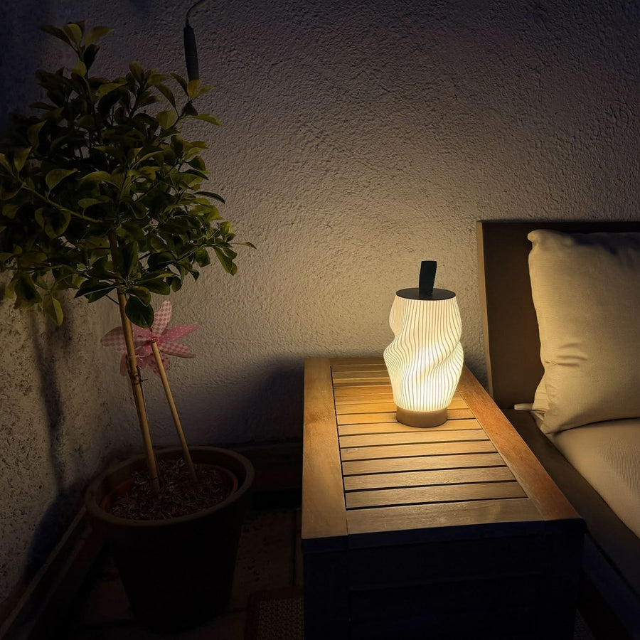 Lampe à poser d'extérieur LED rechargeable Brilo, beige et blanc, Ø 14 cm, IP44