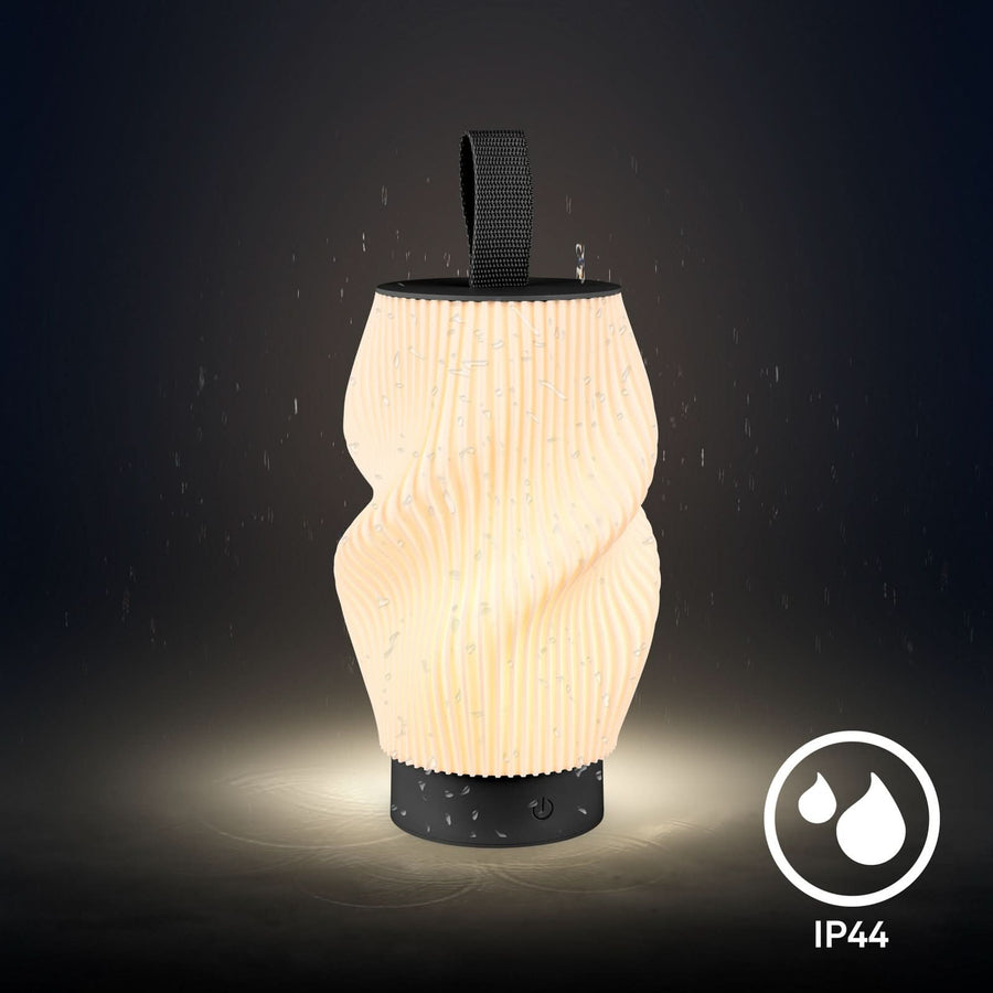 Lampe à poser d'extérieur LED rechargeable Brilo, noir mat et blanc, Ø 14 cm, IP44