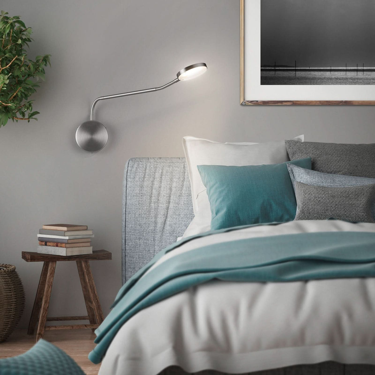 Applique murale LED Thea-W en aluminium, nickel