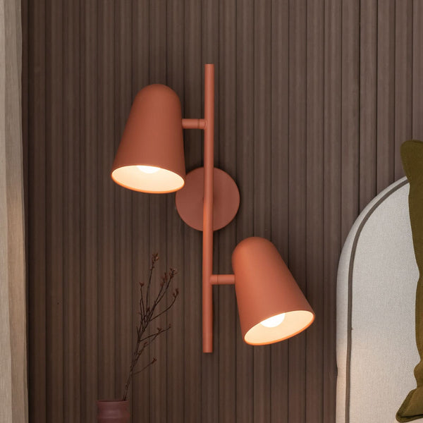 Applique murale Salamanca en métal, terracotta, 2 lumières, hauteur 43 cm