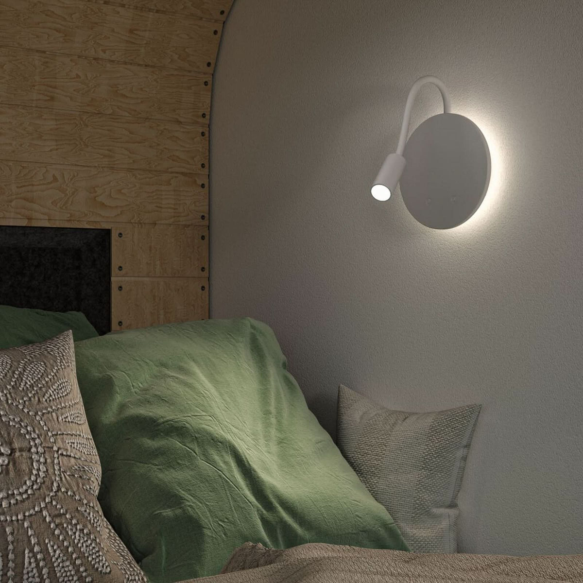 Applique murale LED rechargeable Miora en métal, blanc, Ø 20 cm