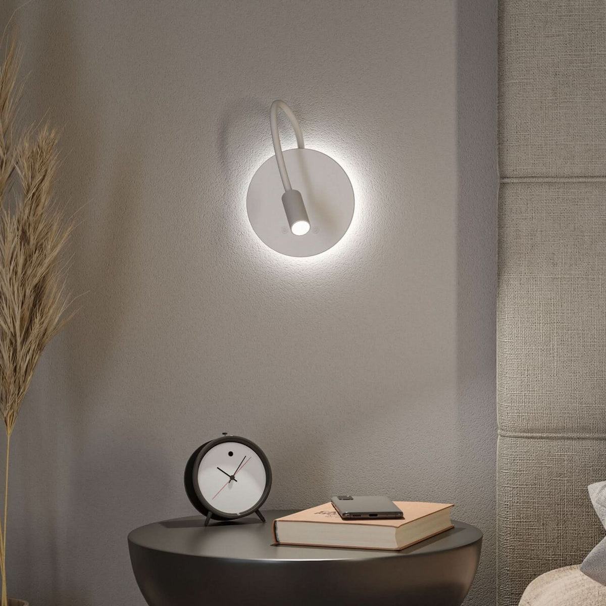 Applique murale LED rechargeable Miora en métal, blanc, Ø 20 cm