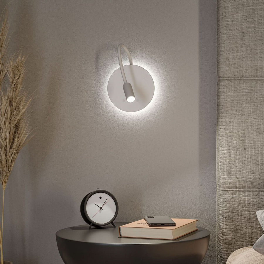 Applique murale LED rechargeable Miora en métal, blanc, Ø 20 cm