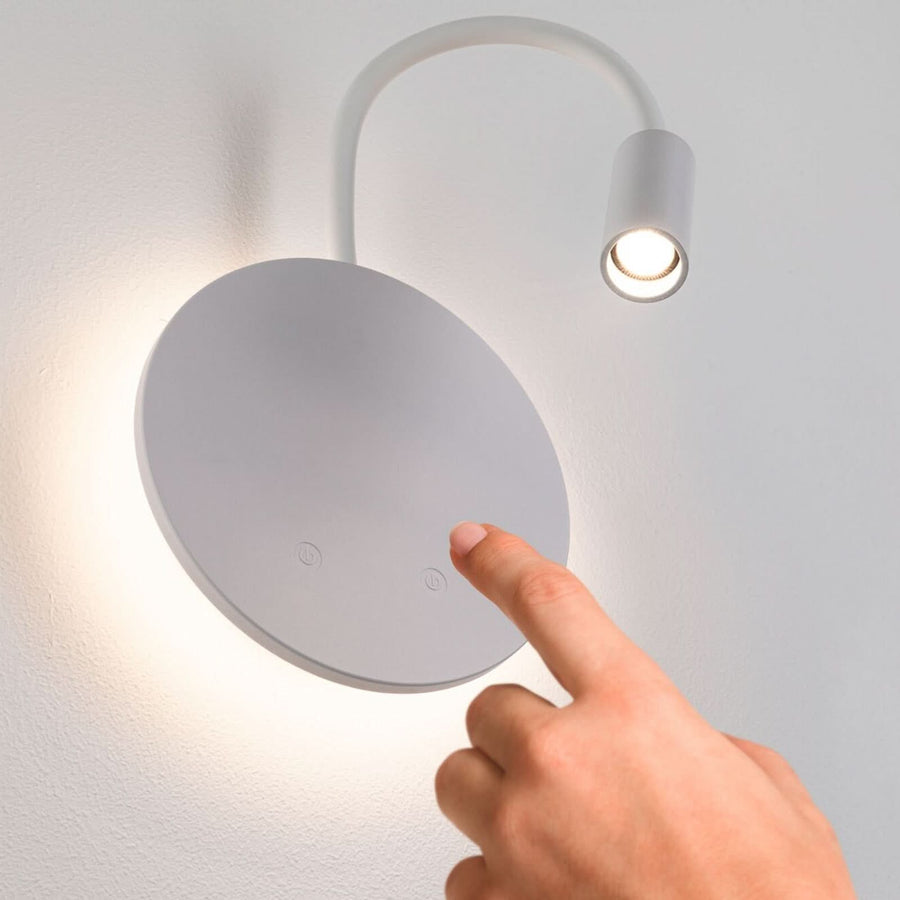 Applique murale LED rechargeable Miora en métal, blanc, Ø 20 cm