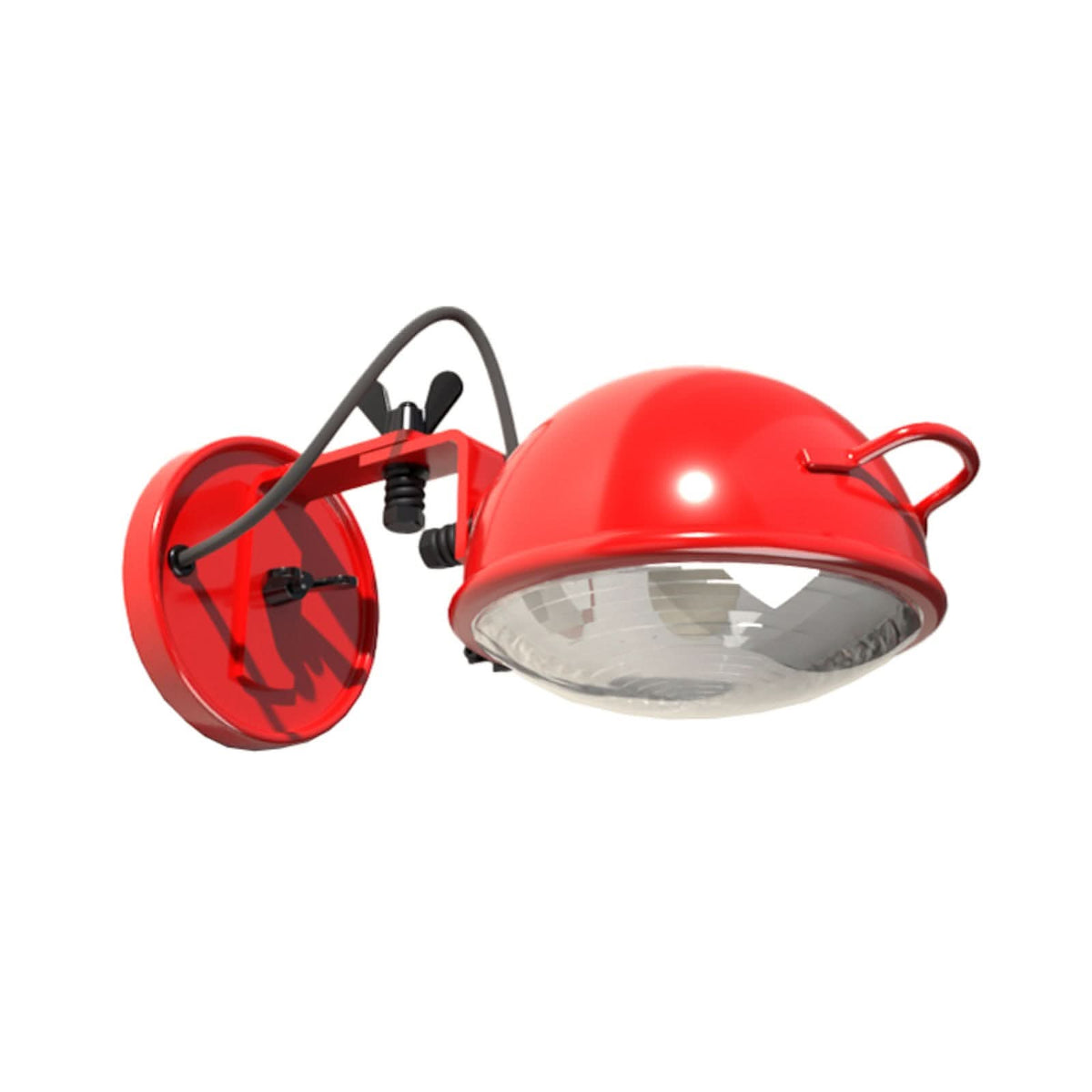 Produit détouré sur fond blanc, applique rouge présentée en vue trois quarts.