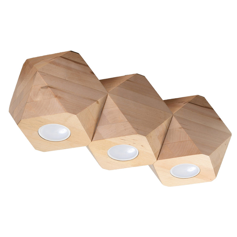 WOODY 3 natural wood ceiling light