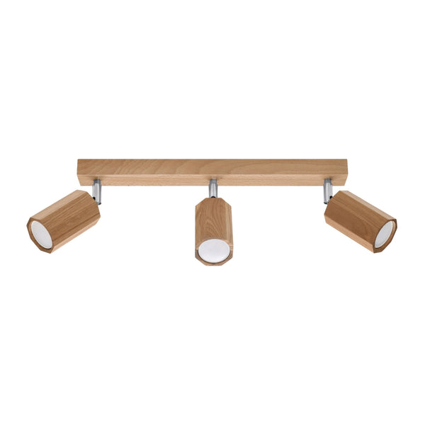 ZEKE 3-light oak ceiling lamp