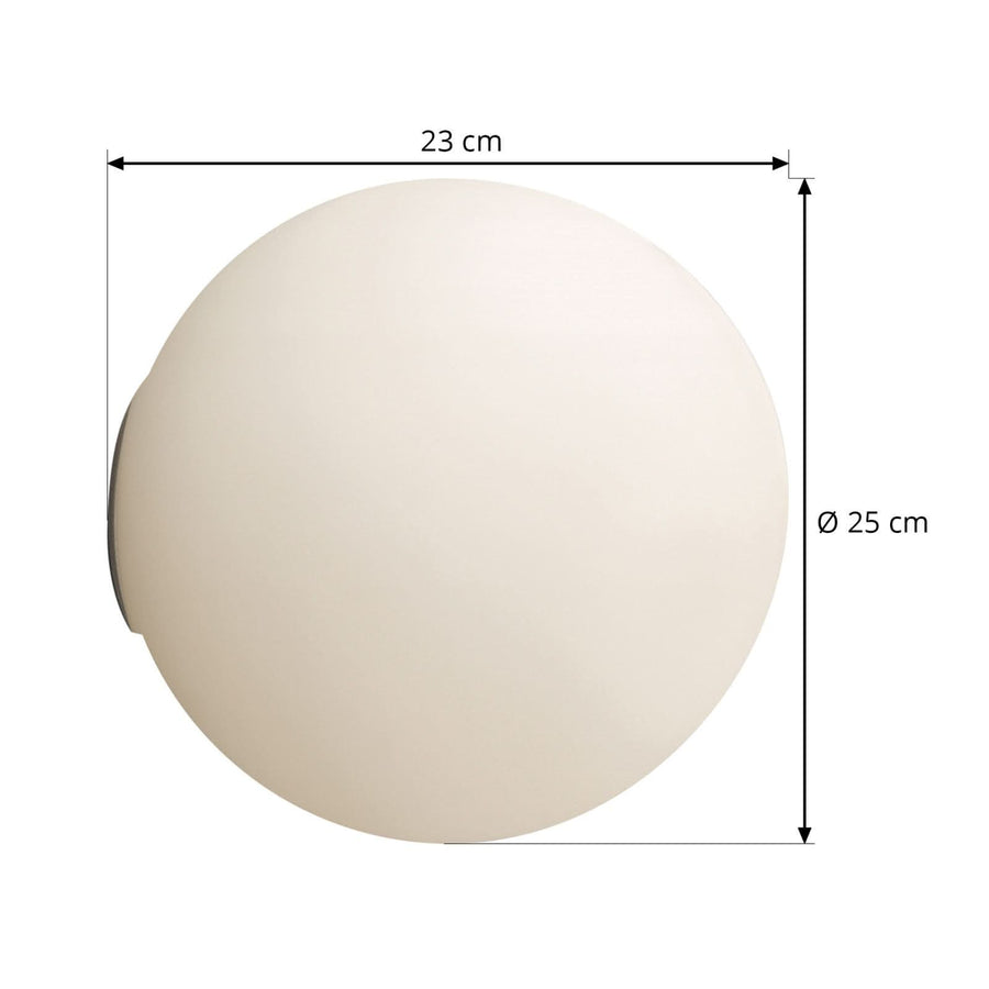 Applique murale Dioscuri en verre, blanc, Ø 25 cm, IP65