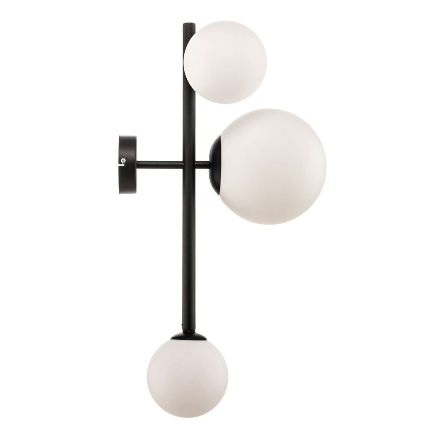 Applique murale Dione en verre, noir et blanc, 3 lumières, hauteur 66 cm