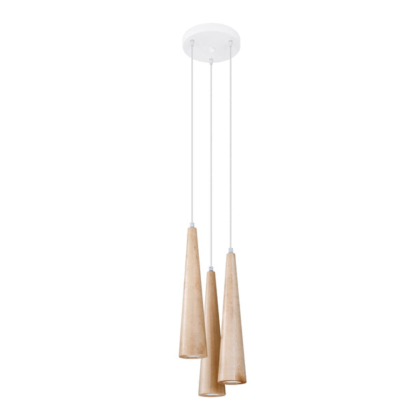 SULA 3P pendant lamp in natural wood
