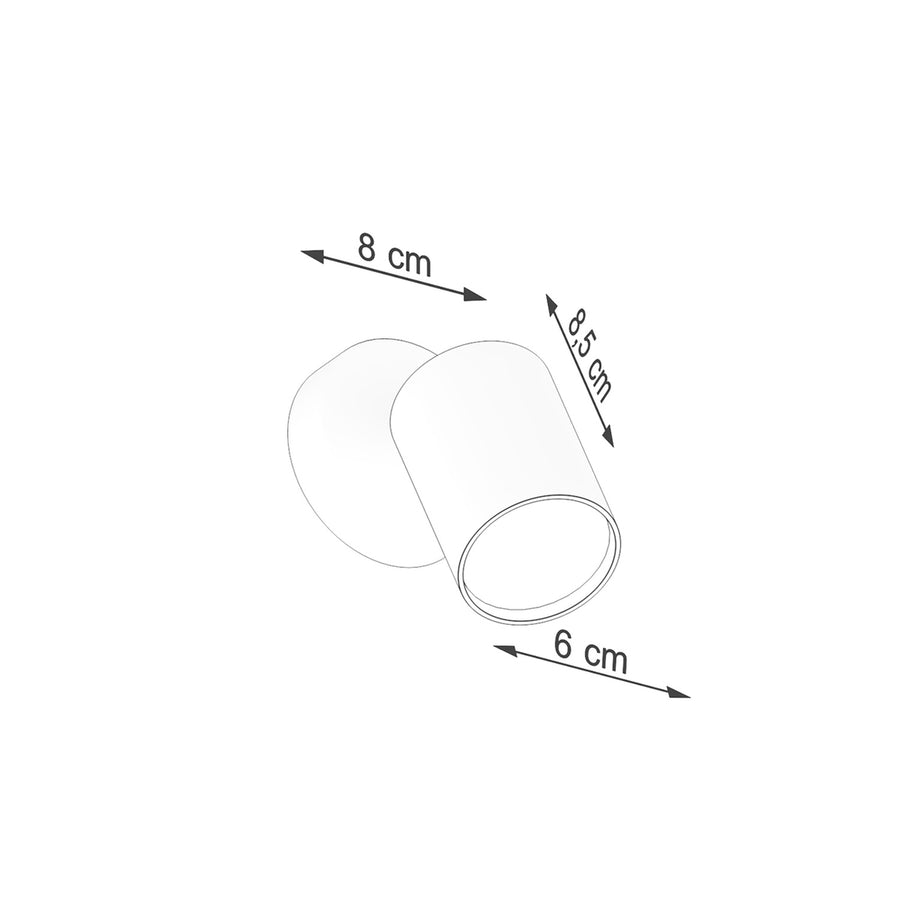 Schéma coté de l'applique indiquant 8 cm, 8,5 cm et 6 cm.