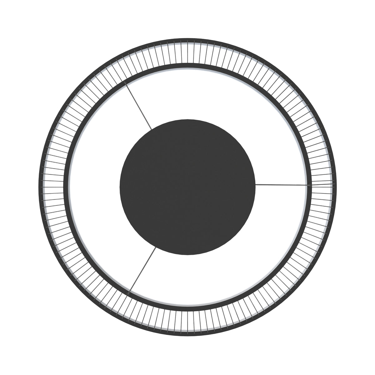 Vue de dessus du luminaire montrant la rosace centrale et la couronne de tiges