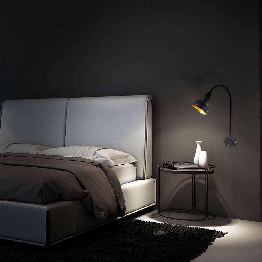 Applique murale Hygge Comfort en métal, noir et or, hauteur 71 cm