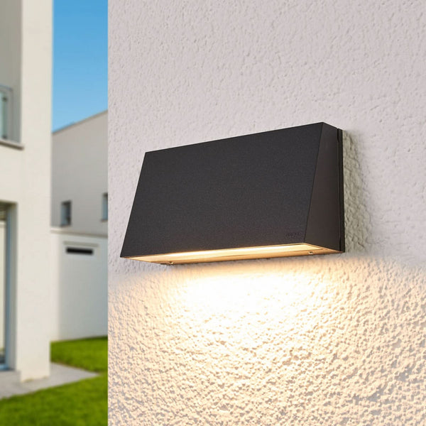 Applique d'extérieur LED 22261K3 en verre, graphite et transparent satiné, hauteur 9,5 cm