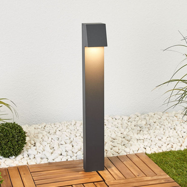 Borne lumineuse d'extérieur LED 77237K3 en verre, graphite, hauteur 70 cm