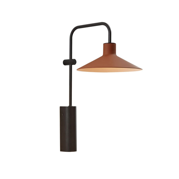 Applique murale Platet A02 E14 en laiton, noir et terracotta, hauteur 40 cm