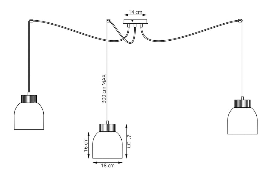 Suspension Kru 3 lumières beige, bois