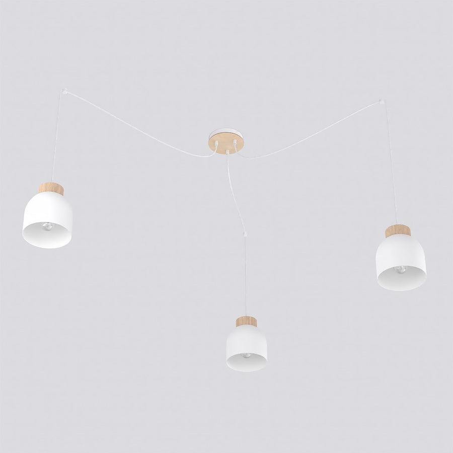 Suspension Kru 3 lumières blanche, bois