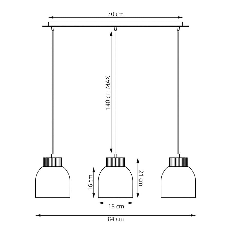 Suspension Vigo 3 lumières noire, bois