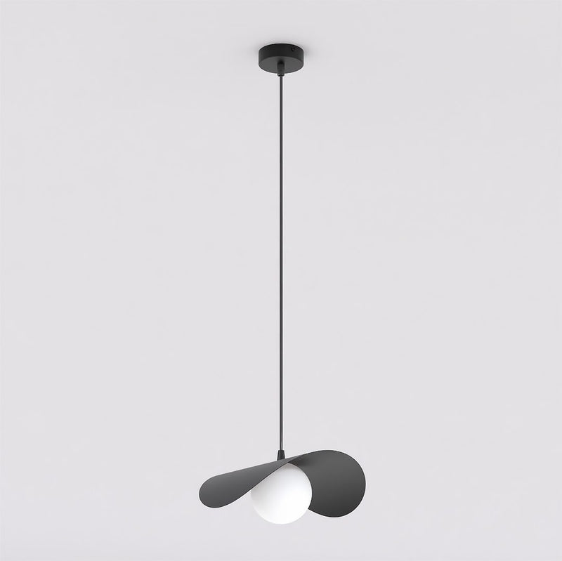 Suspension Ritual noire, verre blanc, H 30 cm