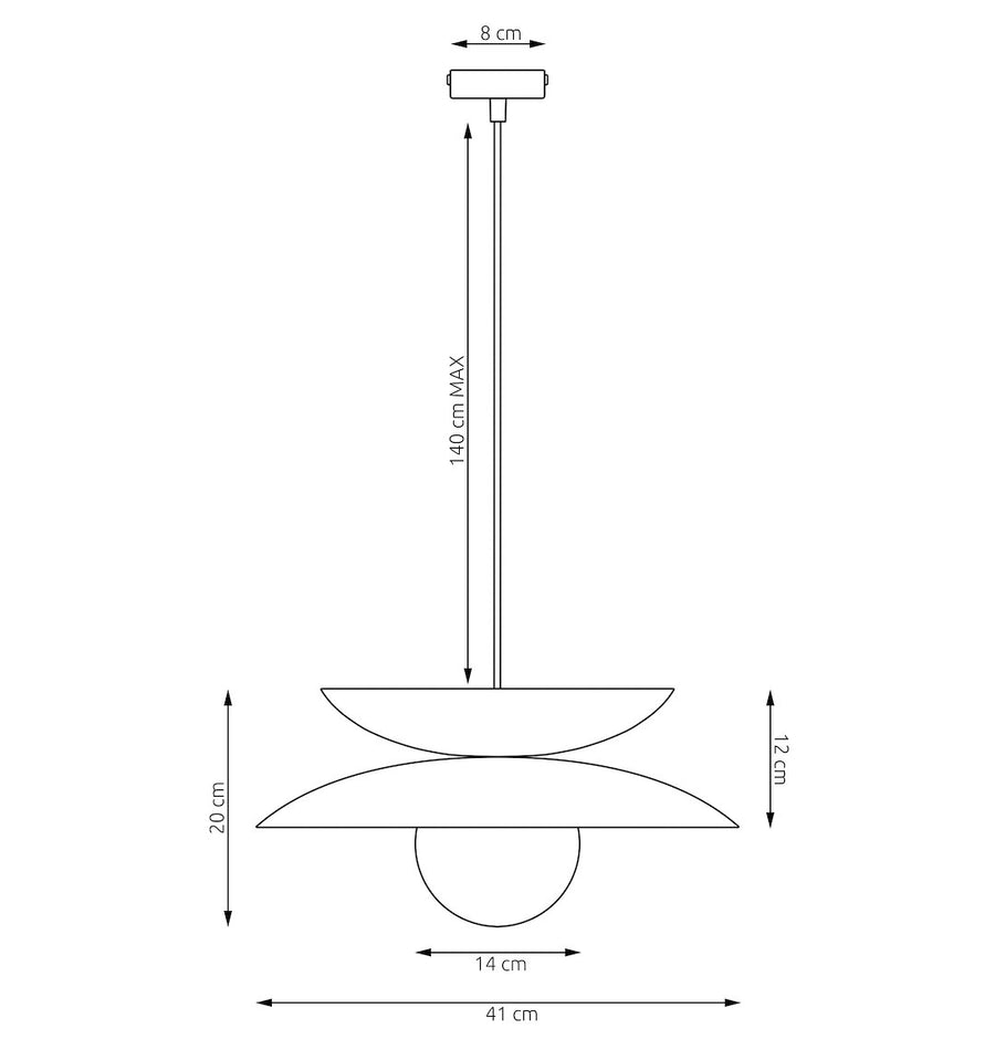 Suspension Nagoya noire, verre blanc