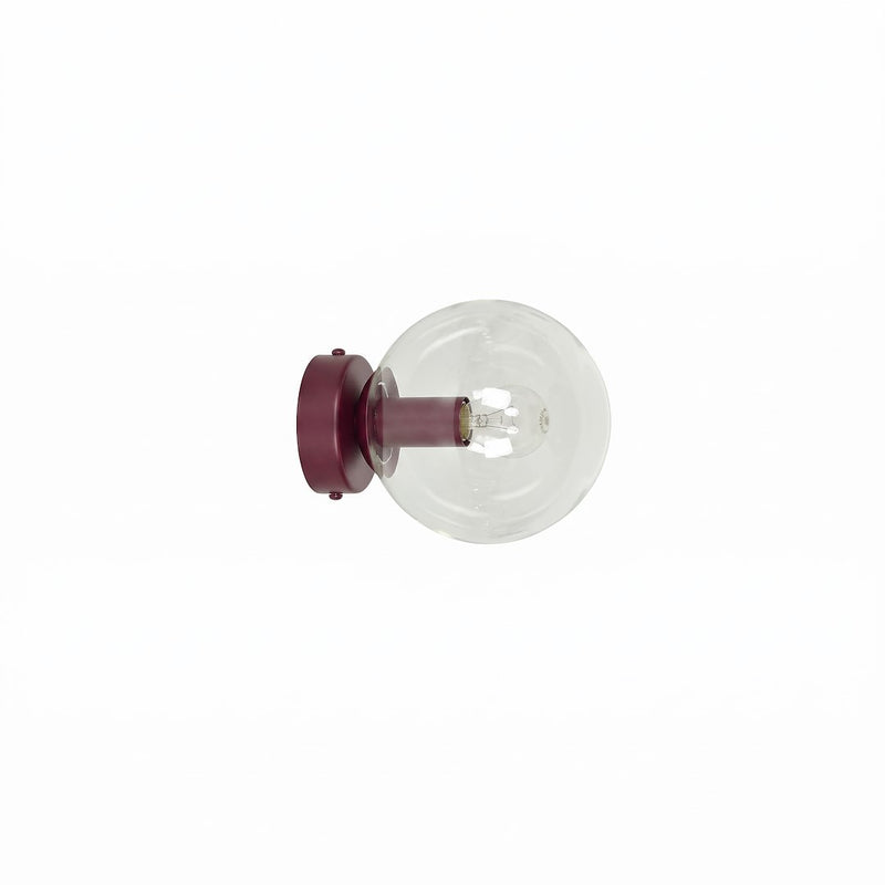 Applique murale Magnus bordeaux, verre transparent