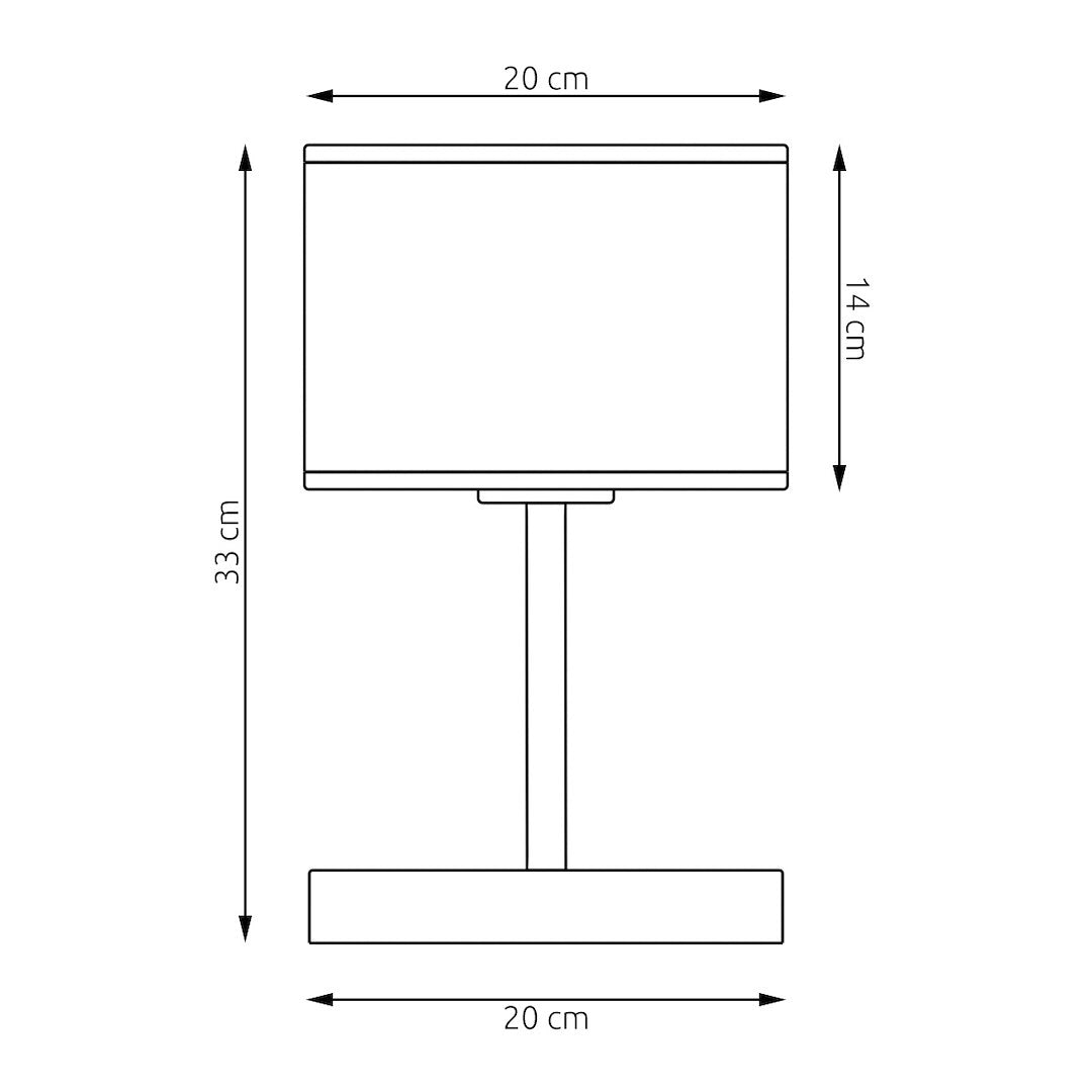 Schéma coté montrant les dimensions de la lampe, hauteur 33 cm