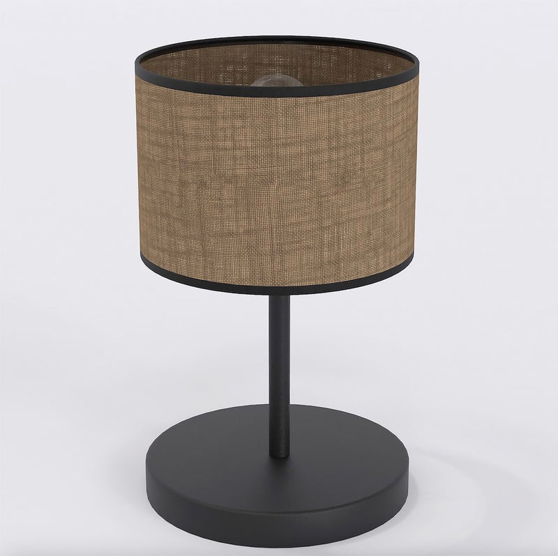 Lampe à poser Eco marron et noire, tissu marron