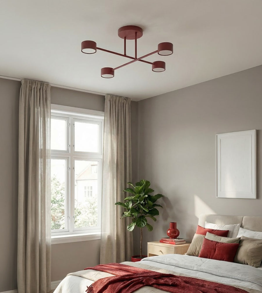 Vue en situation dans une chambre claire, près d'une fenêtre et d'une plante verte