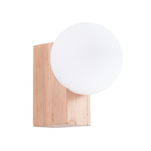 Natural wood BULBO wall lamp