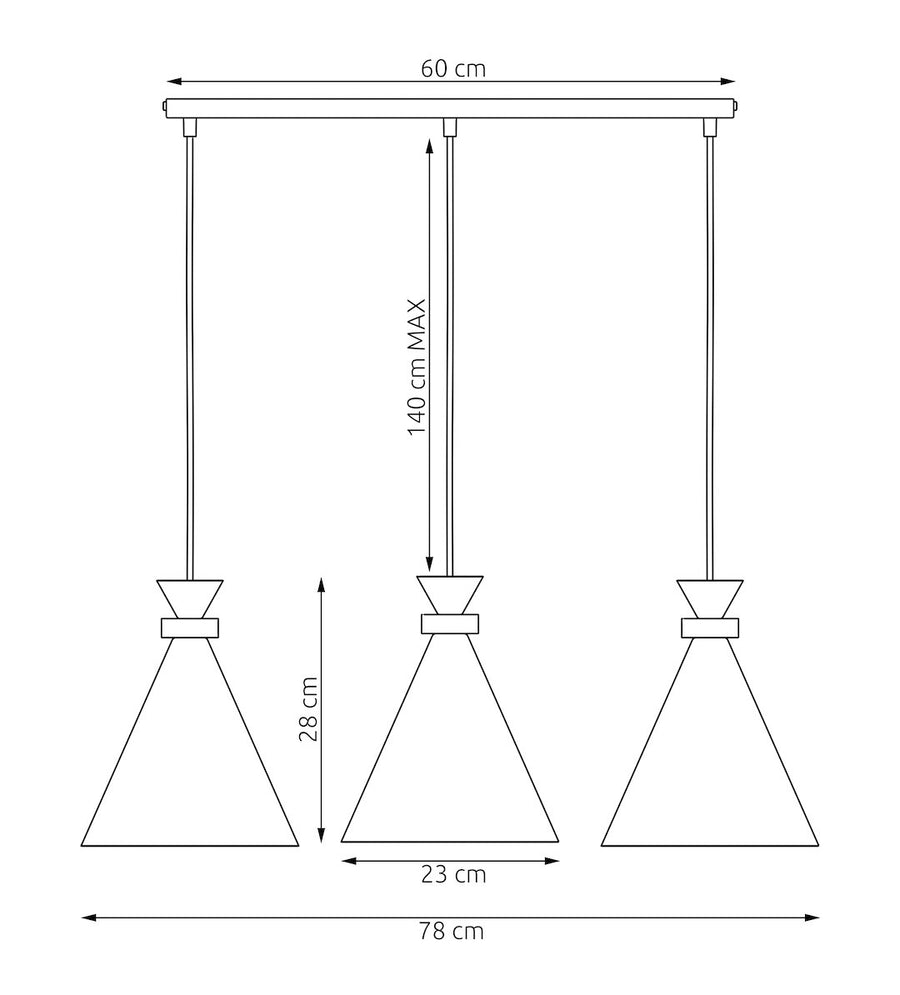 Suspension Zero 3 lumières noire, bois