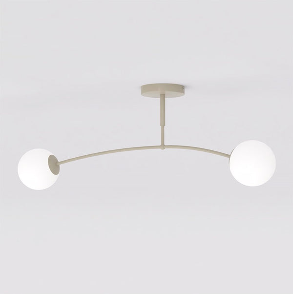 Plafonnier Pregos 2 lumières beige, verre blanc