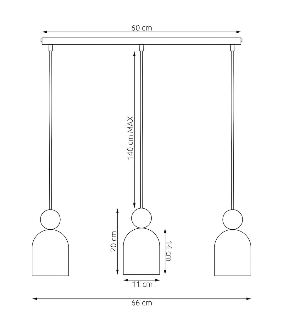 Suspension Mesi 3 lumières bordeaux, bois