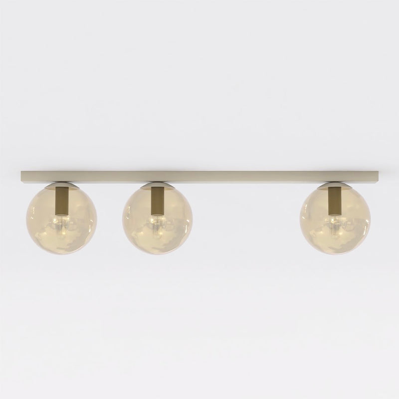 Plafonnier Fit 3 lumières noir, verre ambré
