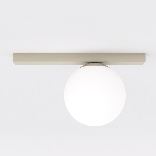 Plafonnier Fit noir, verre blanc, H 14 cm