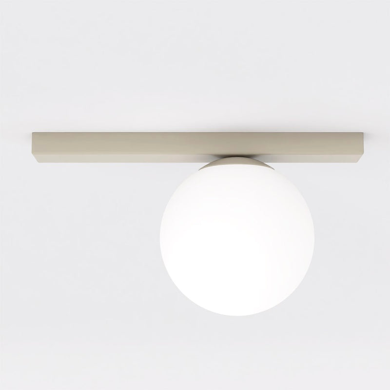 Plafonnier Fit noir, verre blanc, H 14 cm